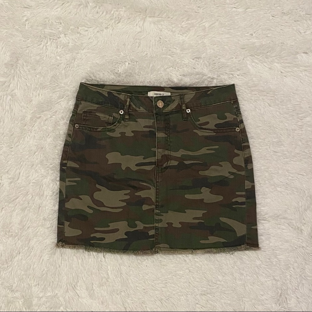 camo denim skirt